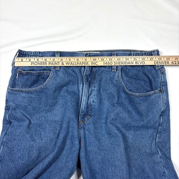 LL Bean Comfort Waist Flannel-Lined Blue Denim Jeans Winter Cold Wear Mens 38x34 - Picture 11 of 13
